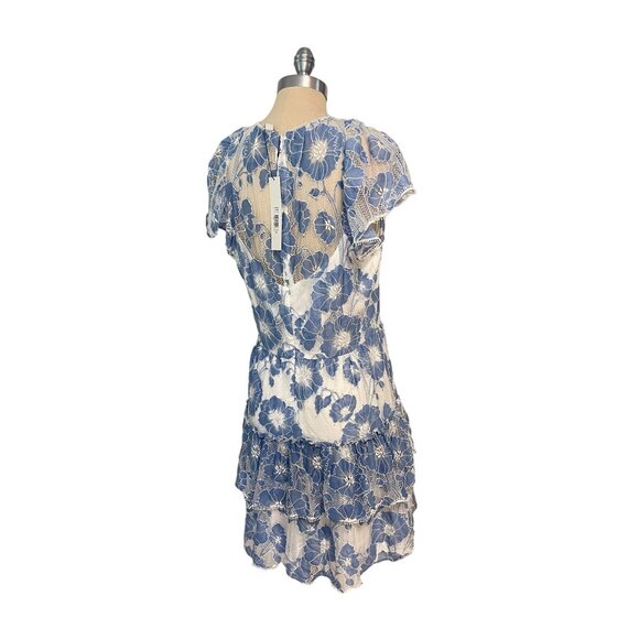 ML MONIQUE LHUILLIER Floral Print Lace Mini Dress Size 14 Fits 12 NWT - Picture 4 of 7